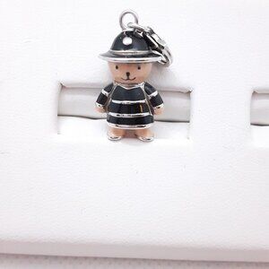 New Sterling silver and enamel bear charm. Lobster claw clasp.